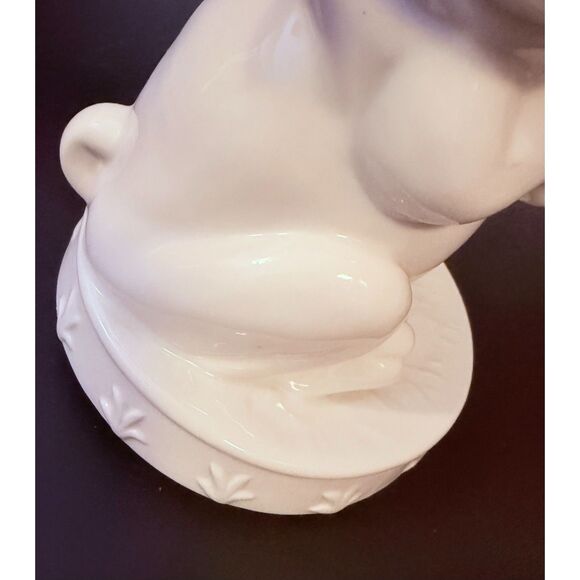 Vintage Porcelain White Rabbit Rotating Music Box Easter Decor - Picture 5 of 7